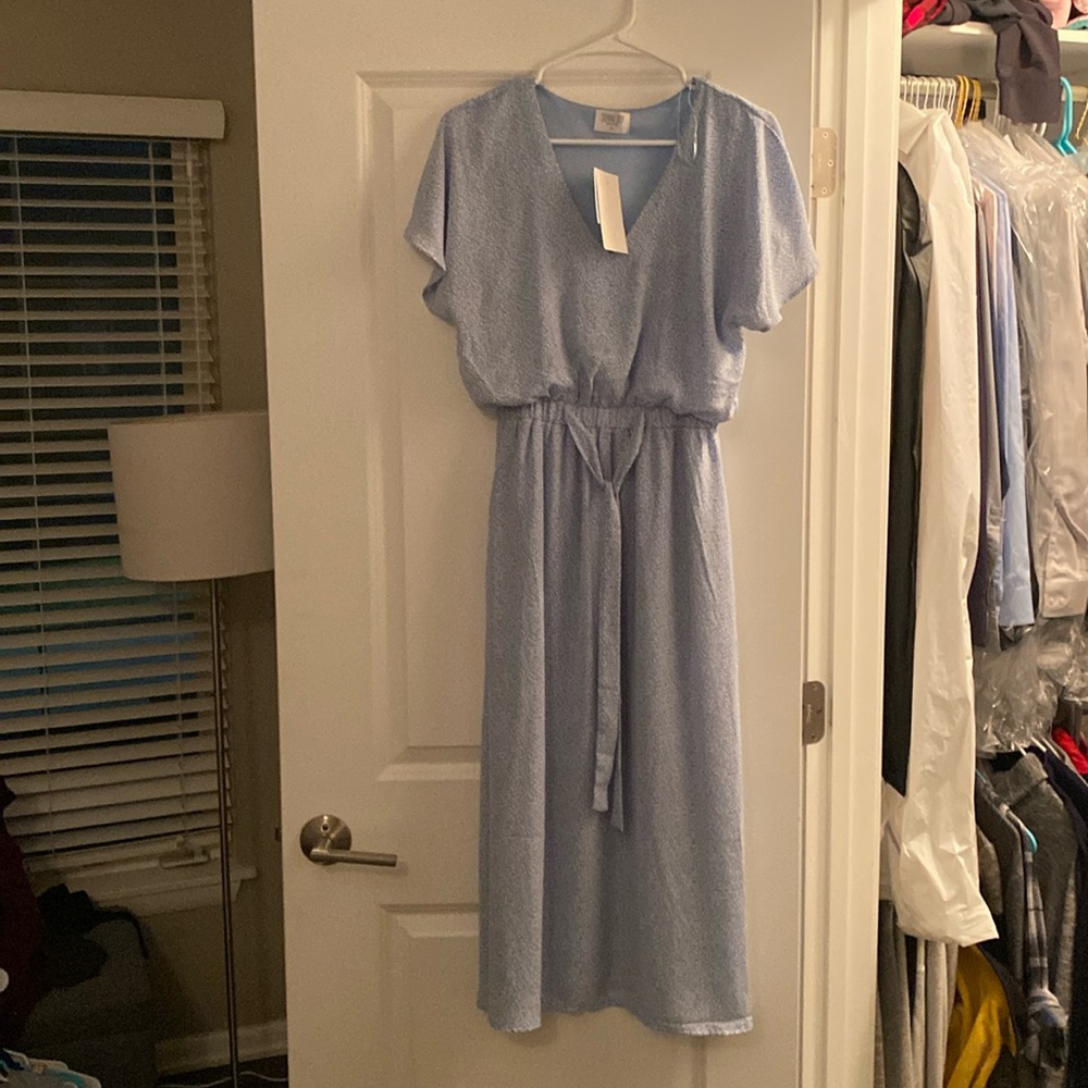 Sienna Sky light blue midi dress, NWT